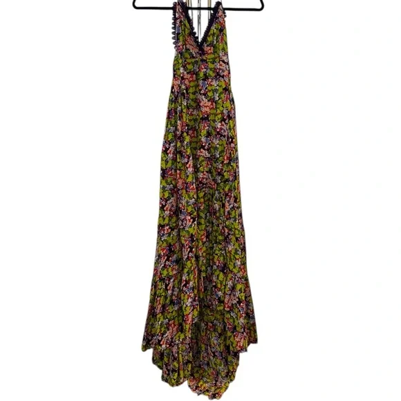 FP One Free People Green Purple High low Floral Halter Maxi special occasion - Picture 7 of 16